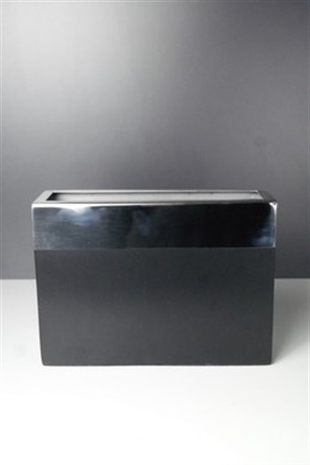 Siyah Gümüş Dikdörtgen Metal Vazo 18 Cm Dekoratif Vazo
