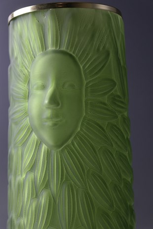 Yeşil Maskeli Gold Kapaklı Vazo 30 Cm