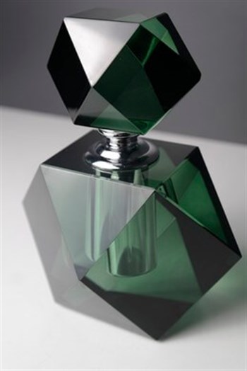 Yeşil Şeffaf Cam Esans İçin Dekoratif Parfüm Şişesi 17 Cm Dekoratif Şişe