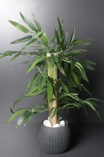 Yeşil Yapay Bambu Yapraklı Saksı 52cm Dekoratif Kase