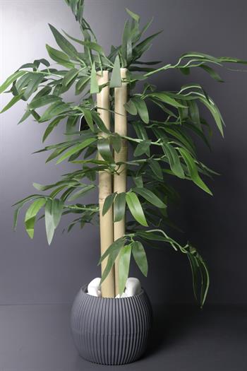 Yeşil Yapay Bambu Yapraklı Saksı 60cm Dekoratif Kase