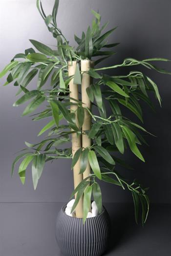 Yeşil Yapay Bambu Yapraklı Saksı 60cm Dekoratif Kase