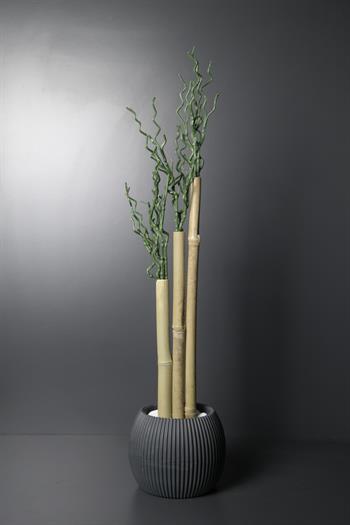 Yeşil Yapay Bambu Yapraklı Saksı 63cm Dekoratif Kase
