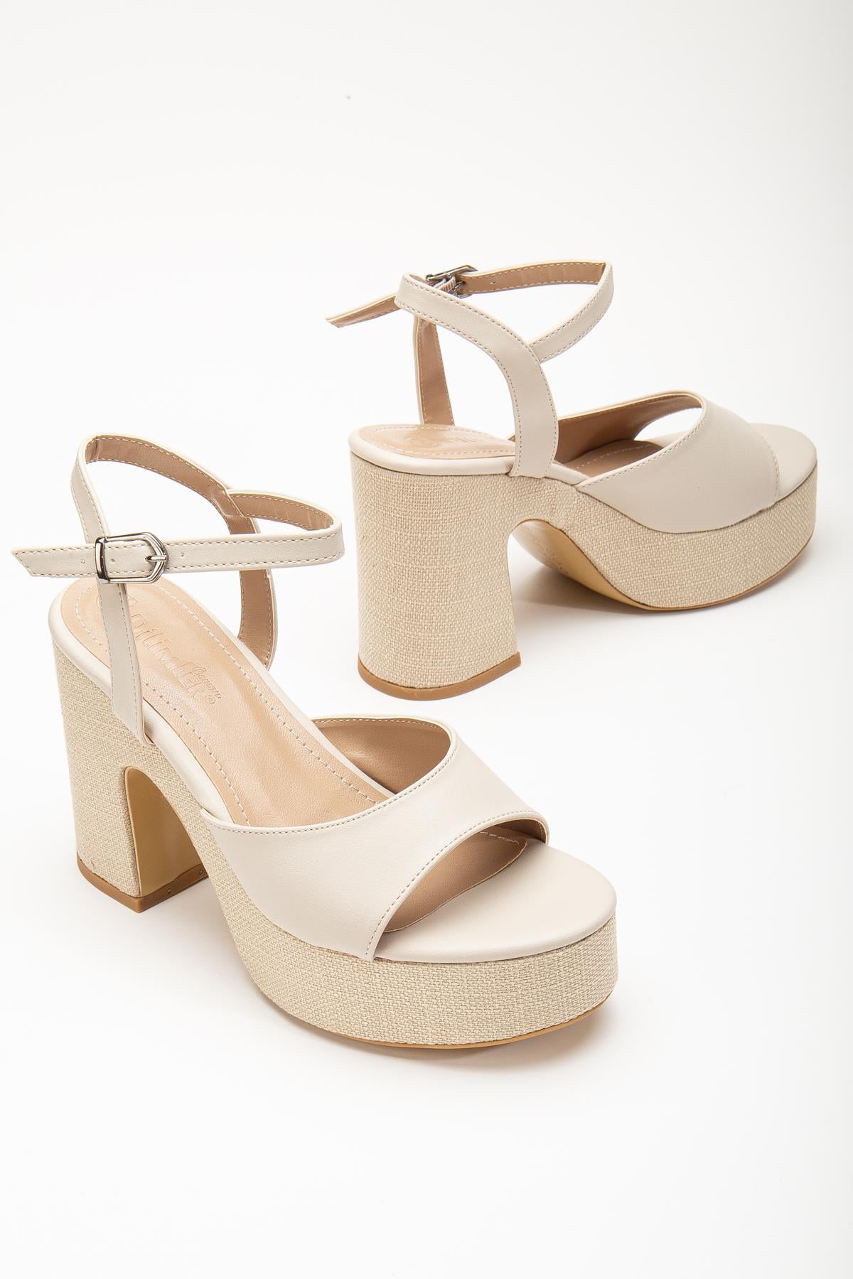 HASIR KAPLAMA TABAN 35MM CİLT  PLATFORM AYAKKABI BEJ