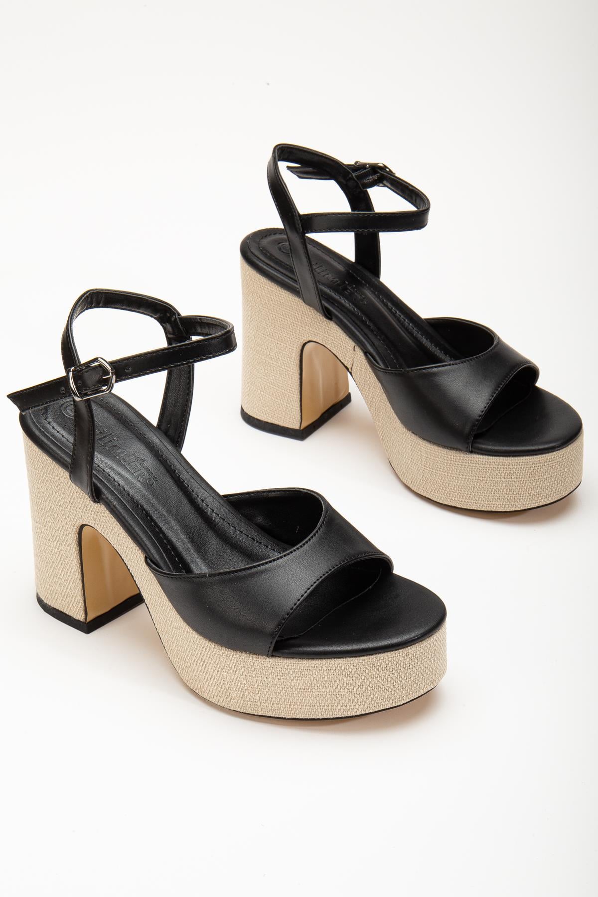 HASIR KAPLAMA TABAN 35MM CİLT  PLATFORM AYAKKABI SİYAH