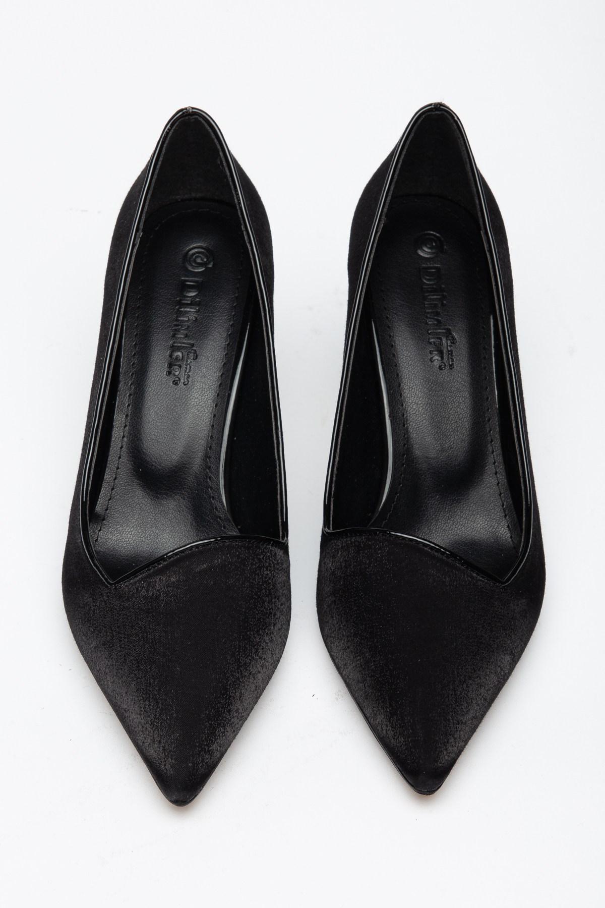 Kadın İnce Topuklu Stiletto Ayakkabı Saten Yan YüzSİYAH