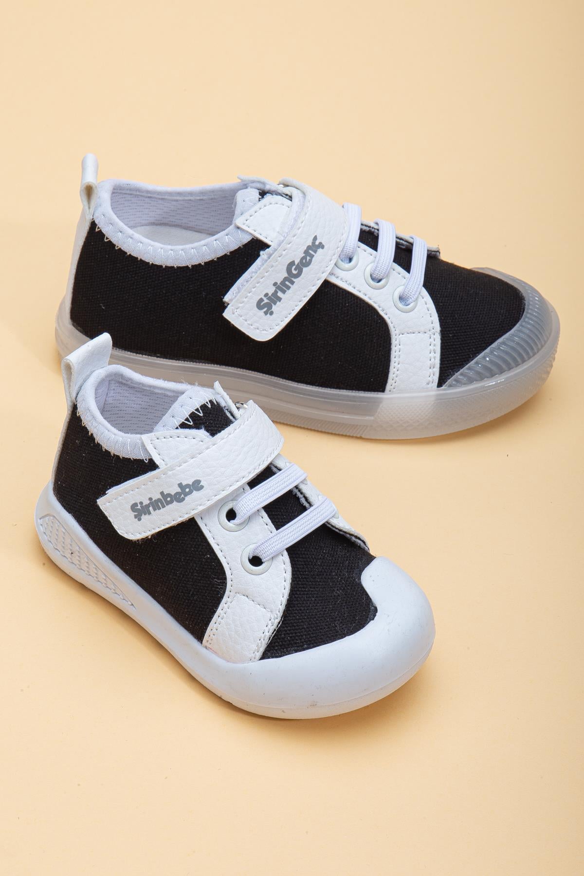 KETEN ŞEFFEF VE BEYAZ TABAN BEBEK ÇOCUK CONVERSE SİYAH-BEYAZ