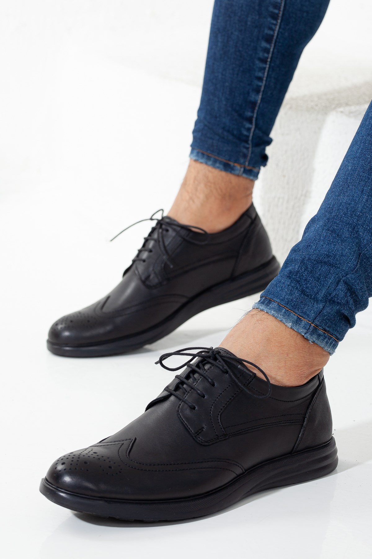Düz taban Bağcıklı Siyah Erkek Klasik Ayakkabı
