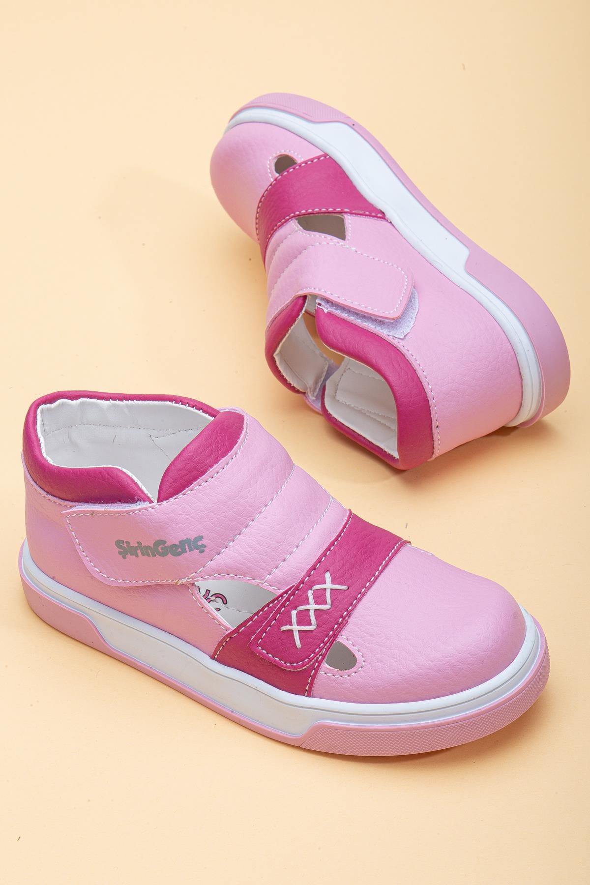 DİKİŞLİ 2 CIRTLI KIZ BEBEK ÇOCUK AYAKKABI PEMBE