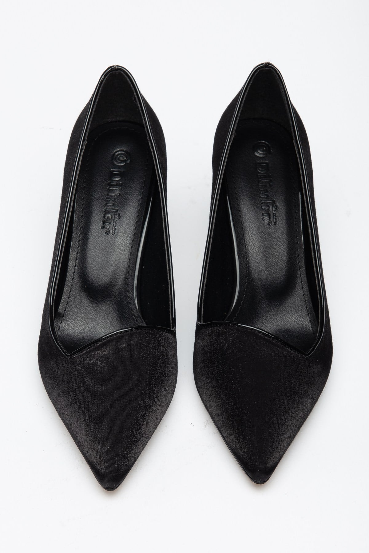 Kadın İnce Topuklu Stiletto Ayakkabı Saten Yan YüzSİYAH