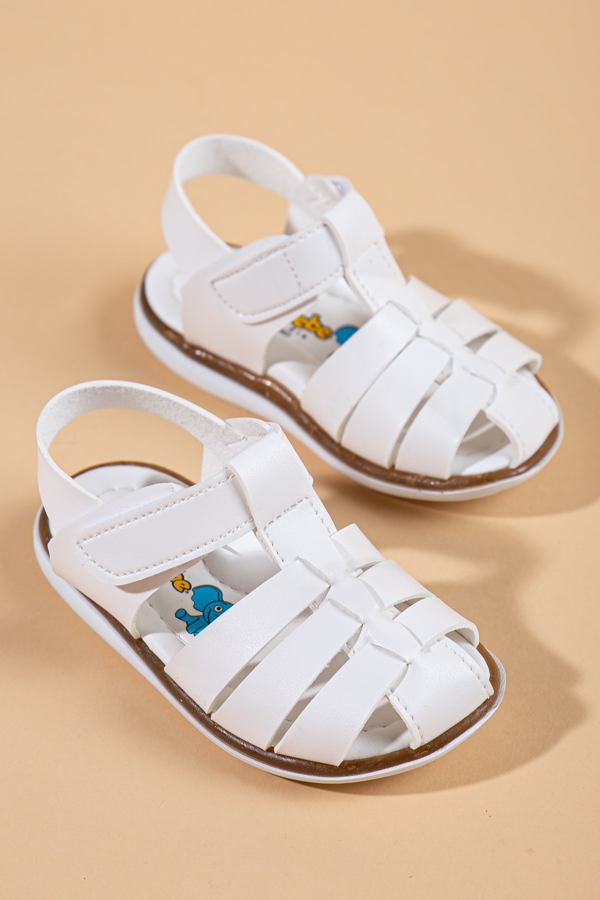 Şirin Bebe Ortopedik Kafes Beyaz Cilt Erkek Bebek Sandalet