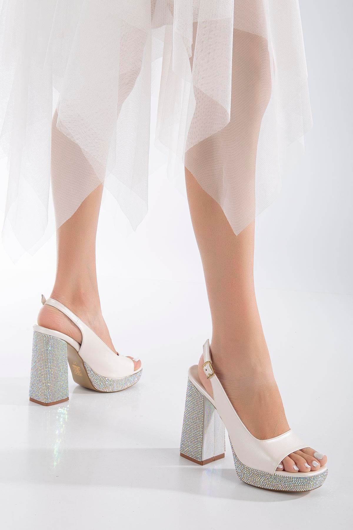 KALIN TOPUK POLİ TAŞLI 20MM PLATFORM ABİYE AYAKKAB SEDEF
