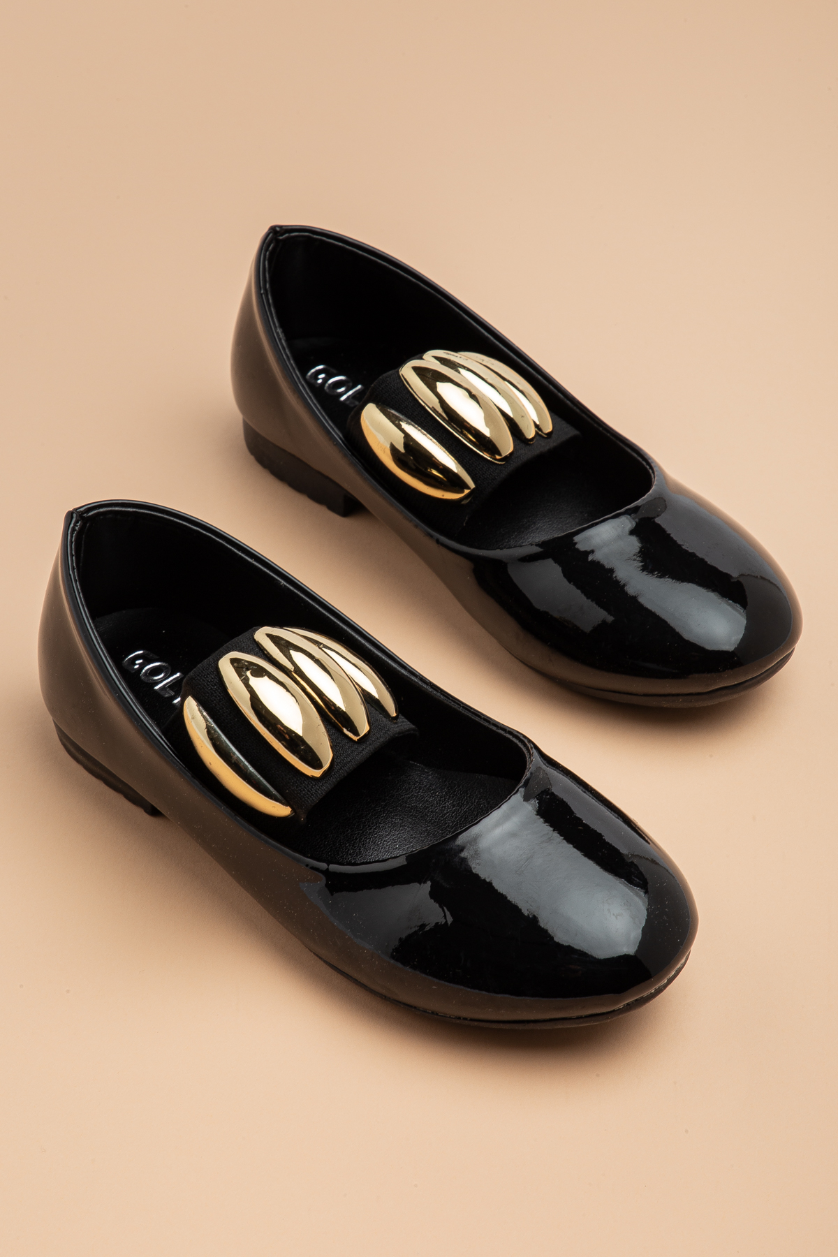 KALIN TROKLU ELASTİK BANTLI BARETLİ KIZ ÇOCUK BABETSİYAH