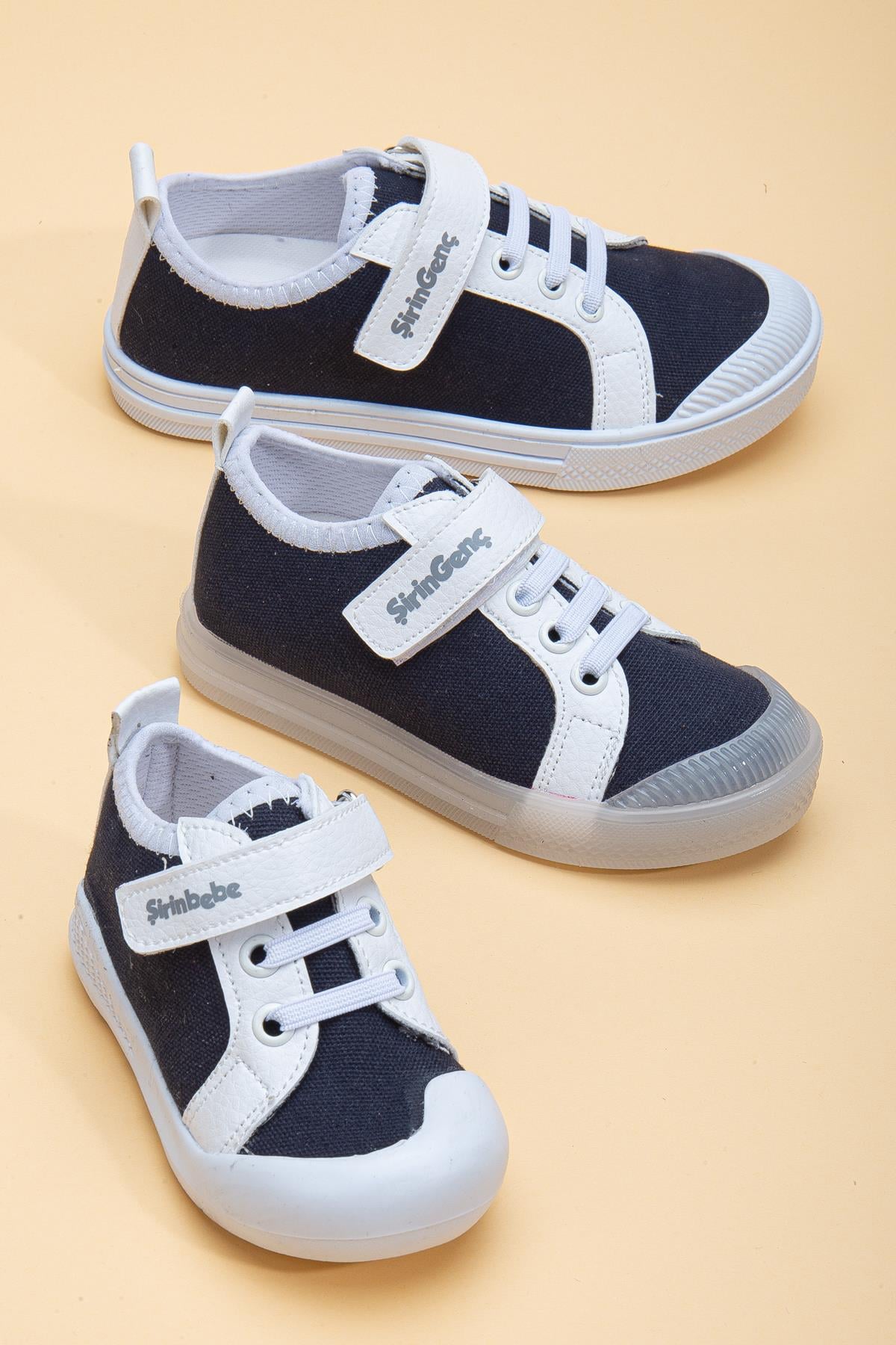 KETEN ŞEFFEF VE BEYAZ TABAN BEBEK ÇOCUK CONVERSE LACİVERT-BEYAZ