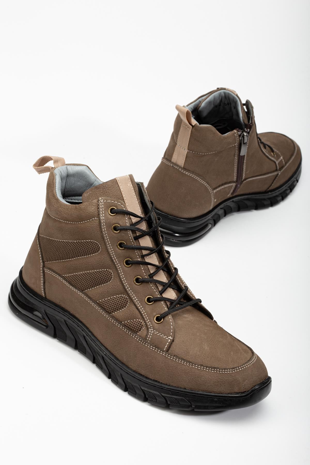 NUBUK YAN BASKILI ELASTİK BAĞCIK FERMUARLI ERKEK BOTVİZON