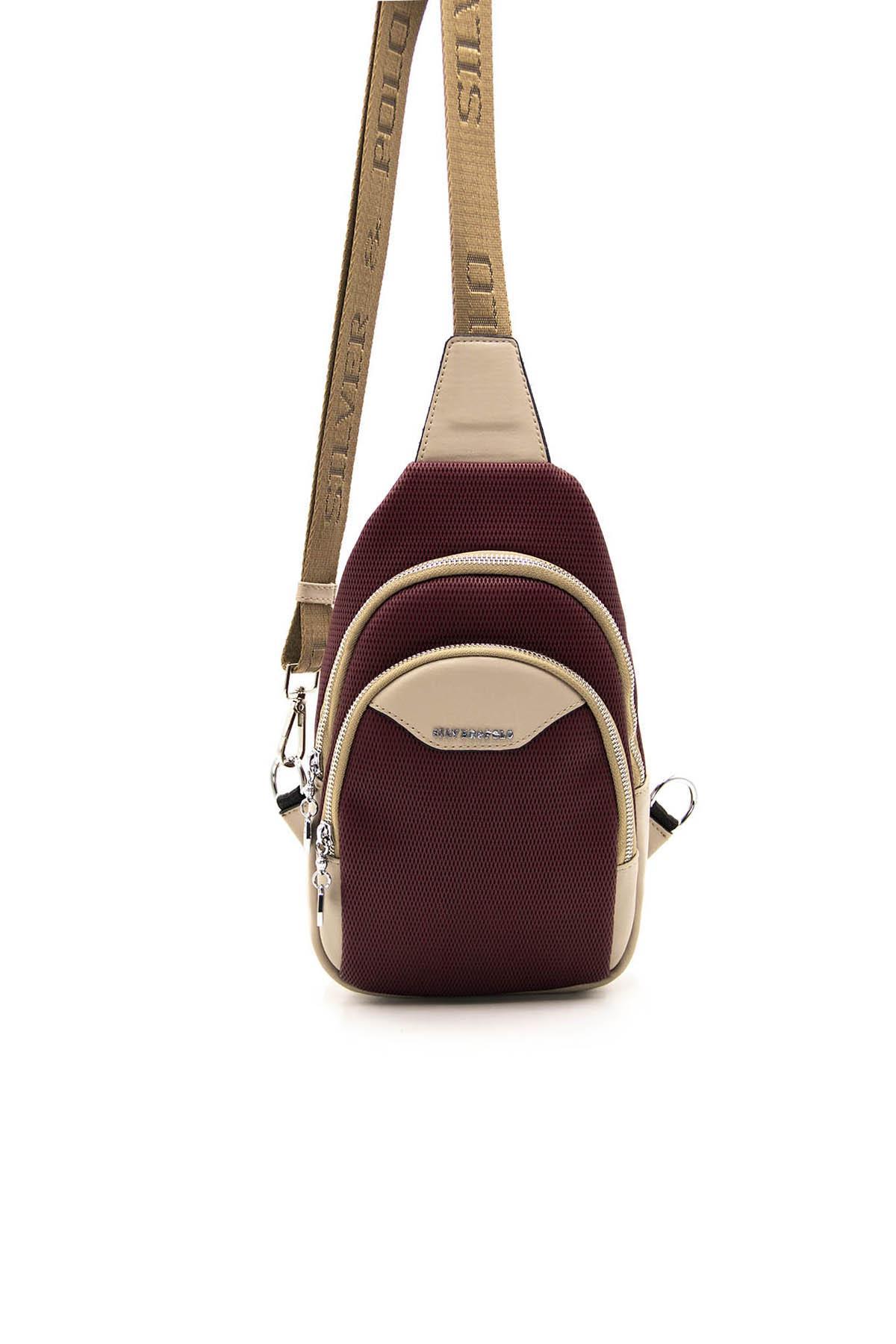 Silver & Polo SP959 Kadın Vücut Çantası Bordo-Kum