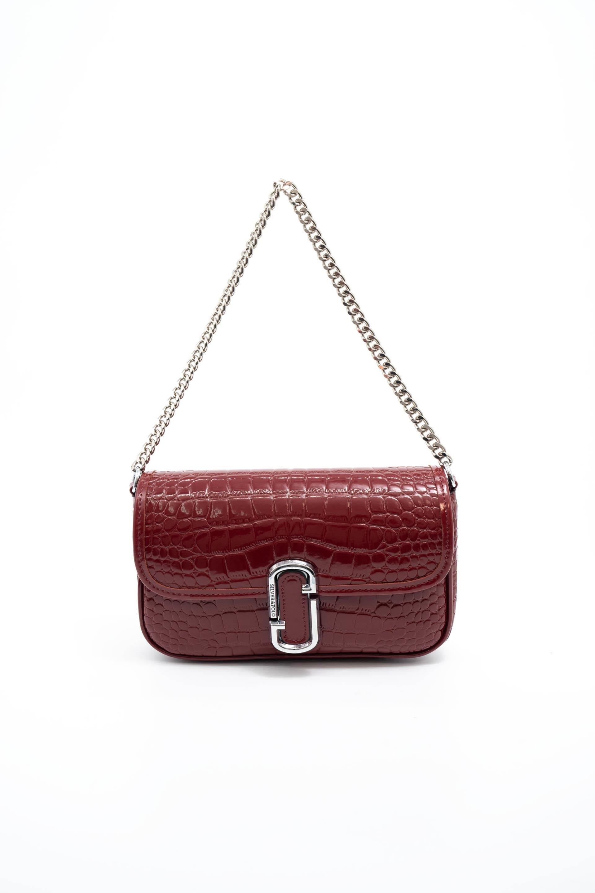 Silver & Polo SP1171 Kadın Omuz Çantası Rugan Bordo
