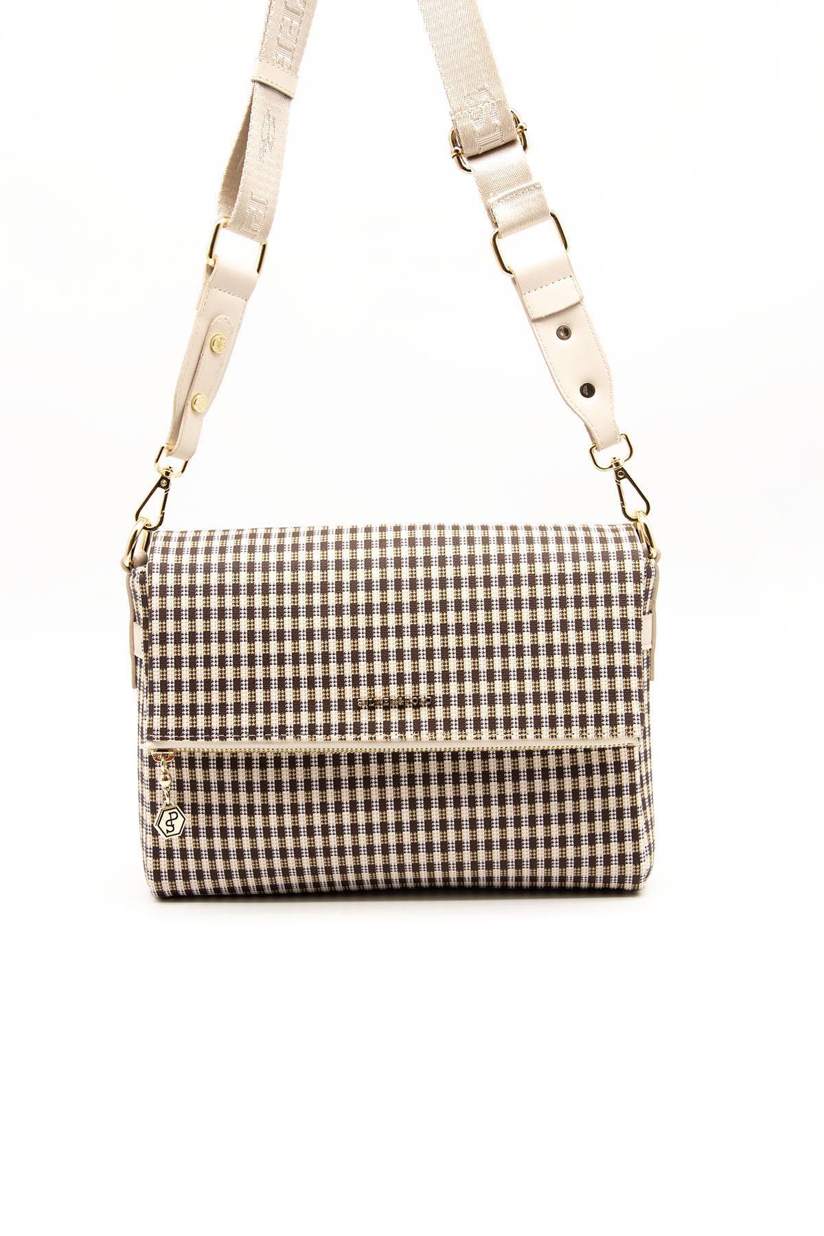 Silver & Polo SP963 Kadın Çapraz Çanta Kahve Sarı-Bej