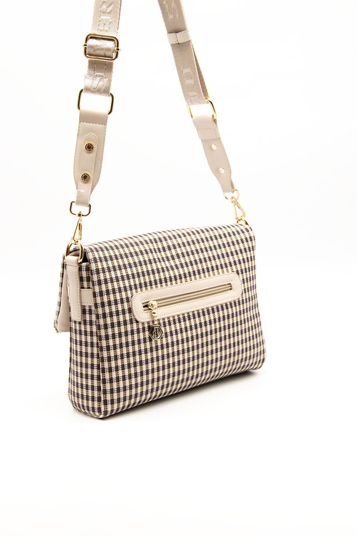 Silver & Polo SP963 Kadın Çapraz Çanta Kahve Sarı-Bej