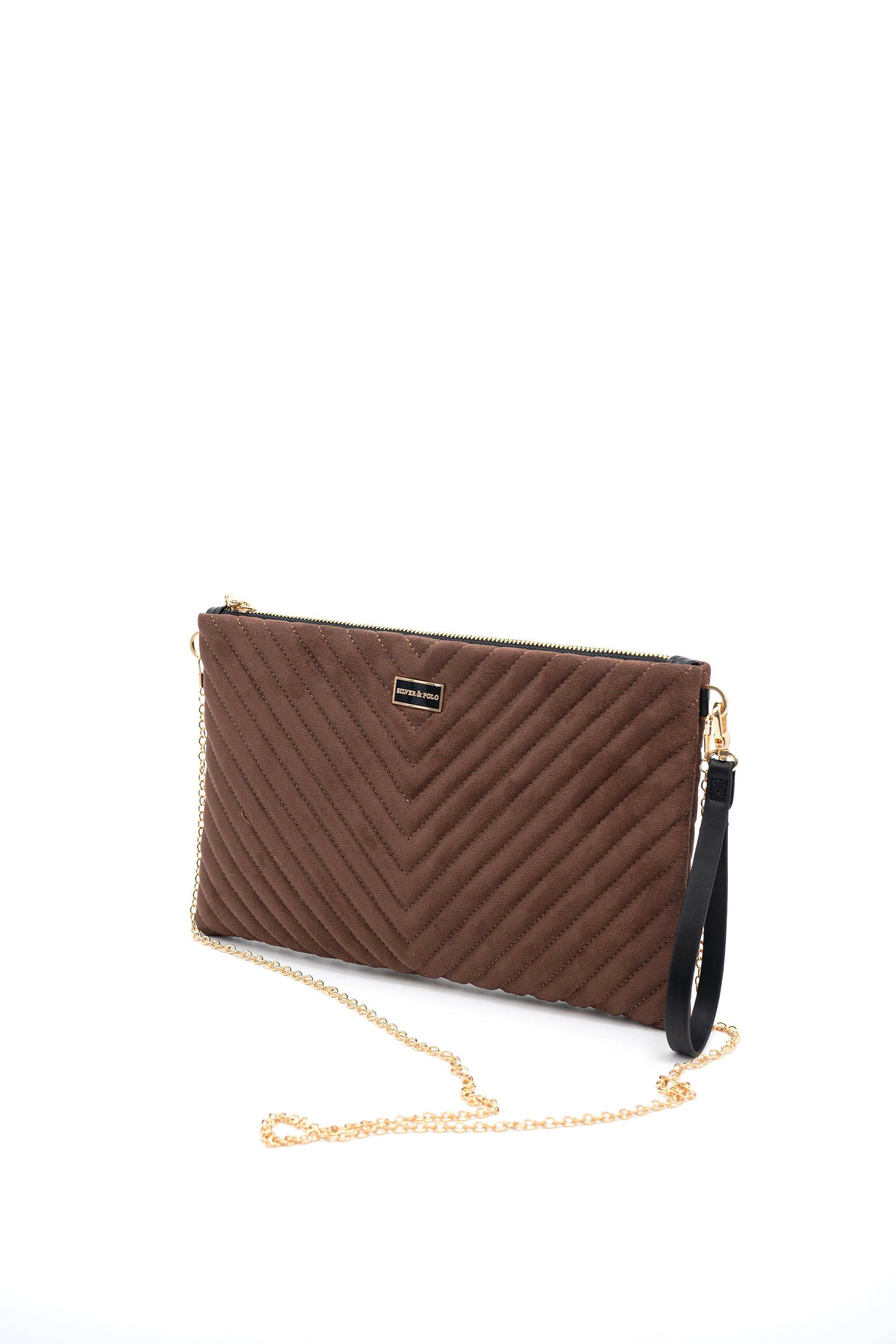 Silver & Polo SP1034 Kadın Portföy & Clutch Süet Kahve