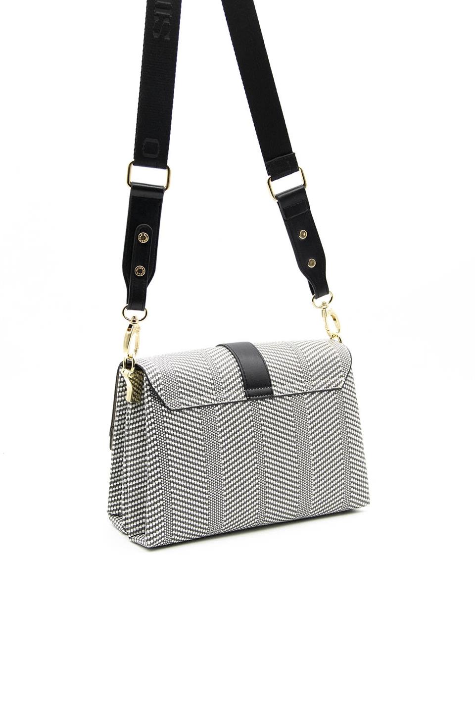 Silver & Polo SP1009 Kadın Çapraz Çanta Siyah Beyaz-Siyah