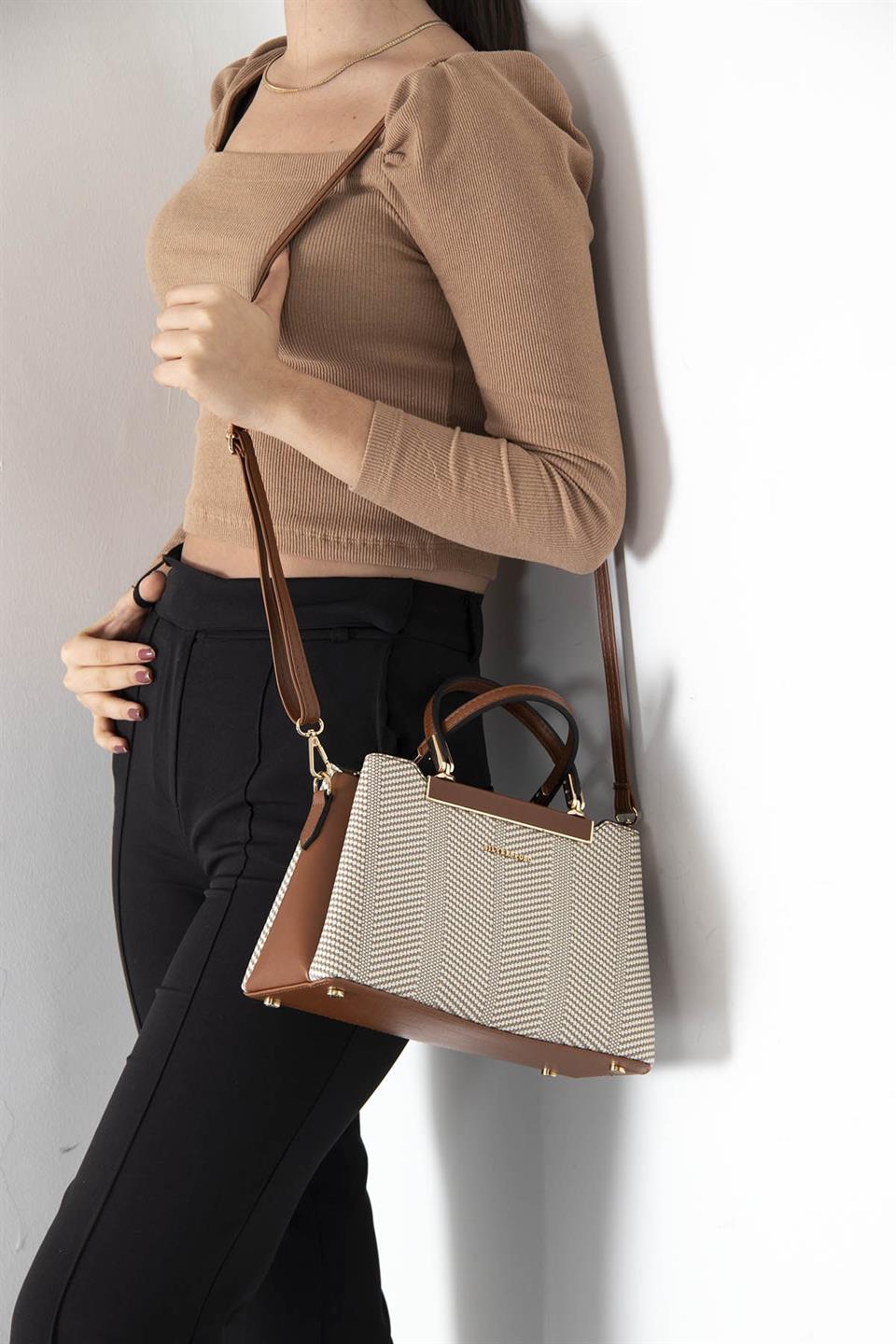 Silver & Polo SP913 Kadın El Çantası Bej-Taba