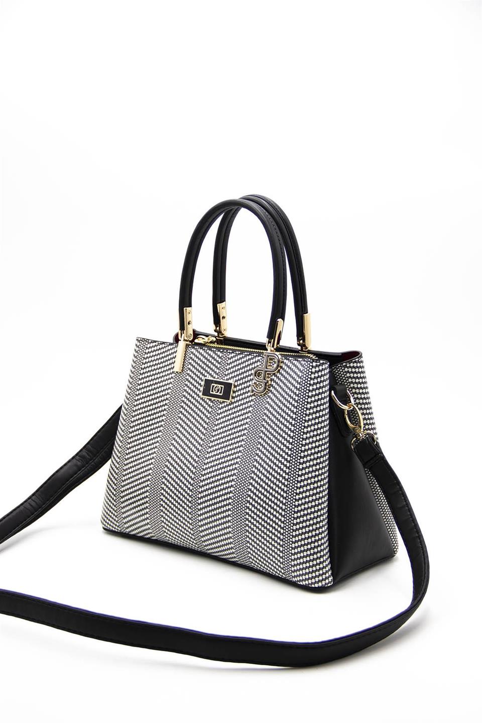 Silver & Polo SP1098 Kadın El Çantası Siyah Beyaz