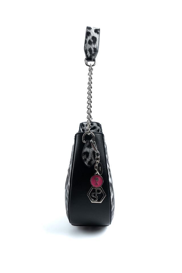 Silver & Polo SP1168 Kadın Omuz Çantası Siyah-Leopar Gri
