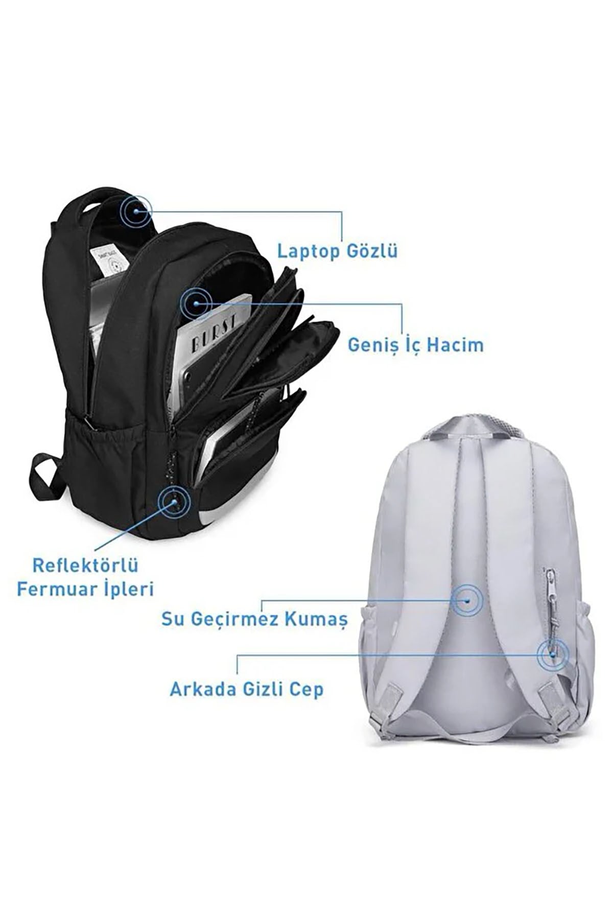 Smart Bags 3234 Sırt Çantası K.Gri-Siyah