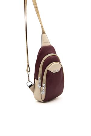 Silver & Polo SP959 Kadın Vücut Çantası Bordo-Kum