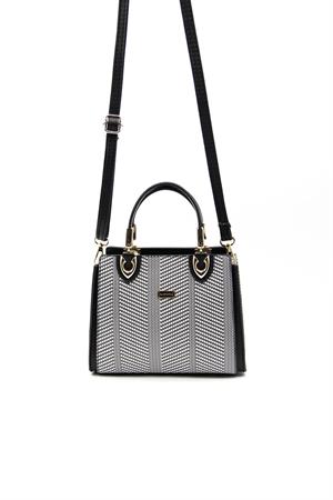 Silver & Polo SP1133 Kadın El Çantası Siyah Beyaz-Siyah