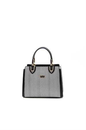 Silver & Polo SP1133 Kadın El Çantası Siyah Beyaz-Siyah