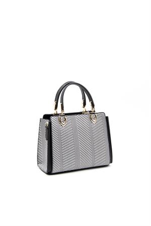 Silver & Polo SP1133 Kadın El Çantası Siyah Beyaz-Siyah