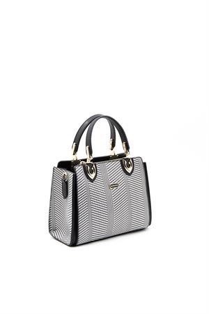 Silver & Polo SP1133 Kadın El Çantası Siyah Beyaz-Siyah