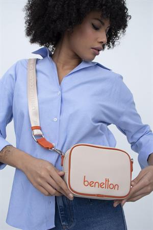 United Benetton BNT1341 Çapraz Çanta Bej-Turuncu