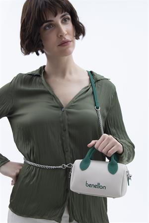 United Benetton BNT1593 Çapraz Çanta Bej-Zümrüt