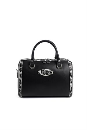 Silver & Polo SP1091 Kadın El Çantası Siyah-Leopar Gri