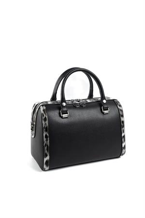 Silver & Polo SP1091 Kadın El Çantası Siyah-Leopar Gri