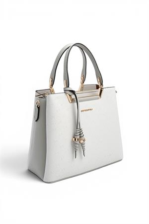 Silver & Polo SP969 Kadın El Çantası Beyaz-A.Gri