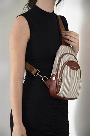 Silver & Polo SP959 Kadın Vücut Çantası Bej-Taba