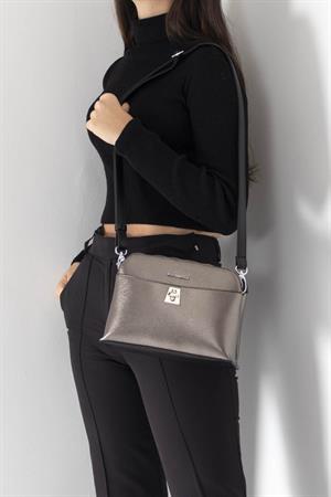 Silver & Polo SP623 Kadın Çapraz Çanta Platin-Siyah