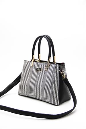 Silver & Polo SP1098 Kadın El Çantası Siyah Beyaz