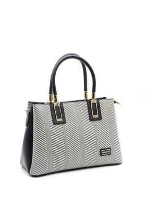 Silver & Polo SP1000 Kadın El Çantası Siyah Beyaz-Siyah