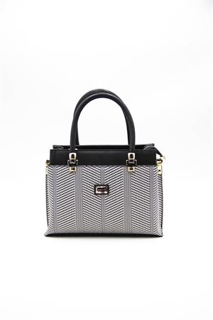 Silver & Polo SP826 Kadın El Çantası Siyah Beyaz-Siyah
