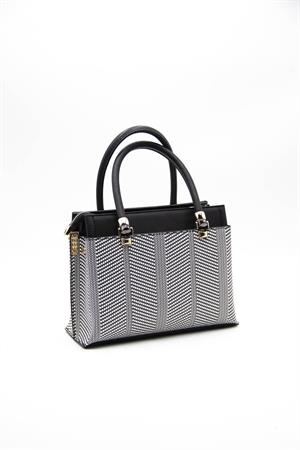Silver & Polo SP826 Kadın El Çantası Siyah Beyaz-Siyah