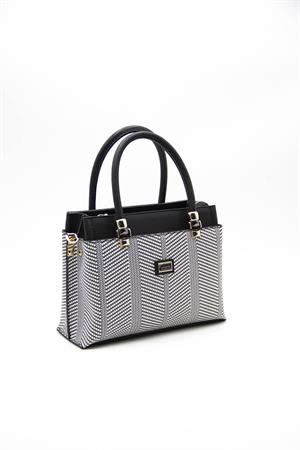 Silver & Polo SP826 Kadın El Çantası Siyah Beyaz-Siyah