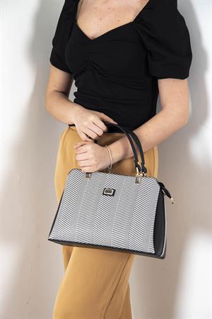 Silver & Polo SP972 Kadın El Çantası Siyah Beyaz-Siyah