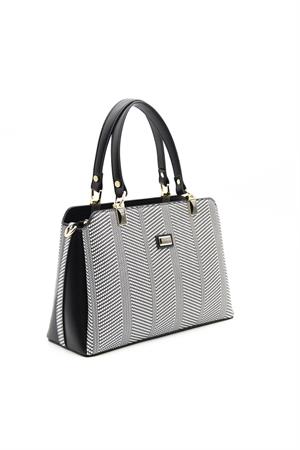 Silver & Polo SP972 Kadın El Çantası Siyah Beyaz-Siyah