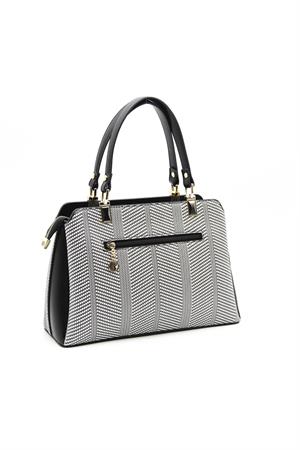 Silver & Polo SP972 Kadın El Çantası Siyah Beyaz-Siyah