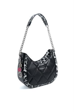 Silver & Polo SP1168 Kadın Omuz Çantası Siyah-Leopar Gri